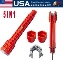 5 in 1 Faucet Sink Installer Home Multi Tool Pipe Wrench For Plumbers Homeowners