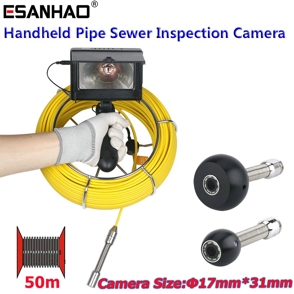 50M 17mm Handheld Sewer Camera 1000TVL Pipe Inspection Camera 4.3&Prime; Monitor