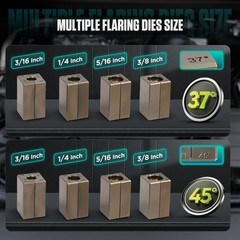 Brake Line Flaring Tool Kit, 45&deg; & 37&deg; Flaring Tool Set for 3/16&Prime;, 1/4&Prime;, 5/16&Prime;