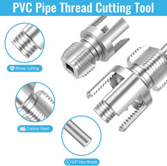 3PCS Integrated PVC Pipe Threader Tool 1/2&Prime; 3/4&Prime; 1&Prime; Dual-Function Internal Water
