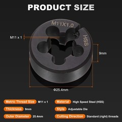HSS M11 x 1 Metric Machine Thread Round Die Right Hand High Speed Steel