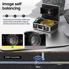 1000TVL Drain Sewer Camera 512hz Self-leveling DVR Pipe Inspection Camera 40m