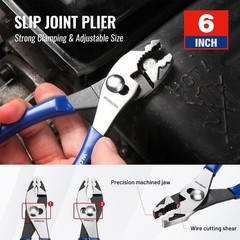 WORKPRO 3-Piece Pliers Tool Set &ndash; 6&Prime; Needle Nose, 6&Prime; Slip Joint & Diagonal Plier