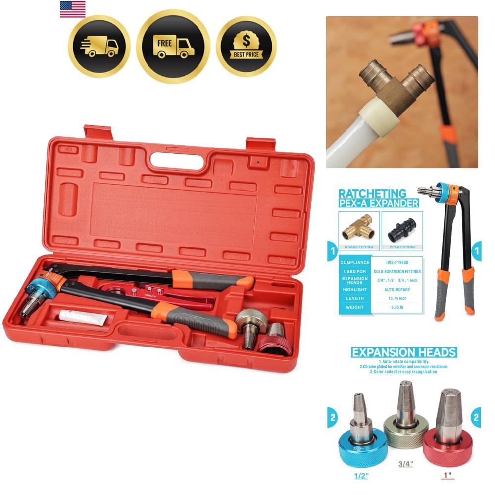iCrimp Ratcheting Pex Expansion Tool Kit Auto Rotation PEX-a Tubing Expander,&hellip;