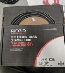 RIDGID C-5 62250 Drain Cleaning Cable, 3/8 In. X 35 Ft. *NEW UNOPENED IN BOX*