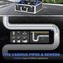 7 in. Self-Leveling Sewer Camera w 164ft Cable 512 Hz Locator for Drain Pipe