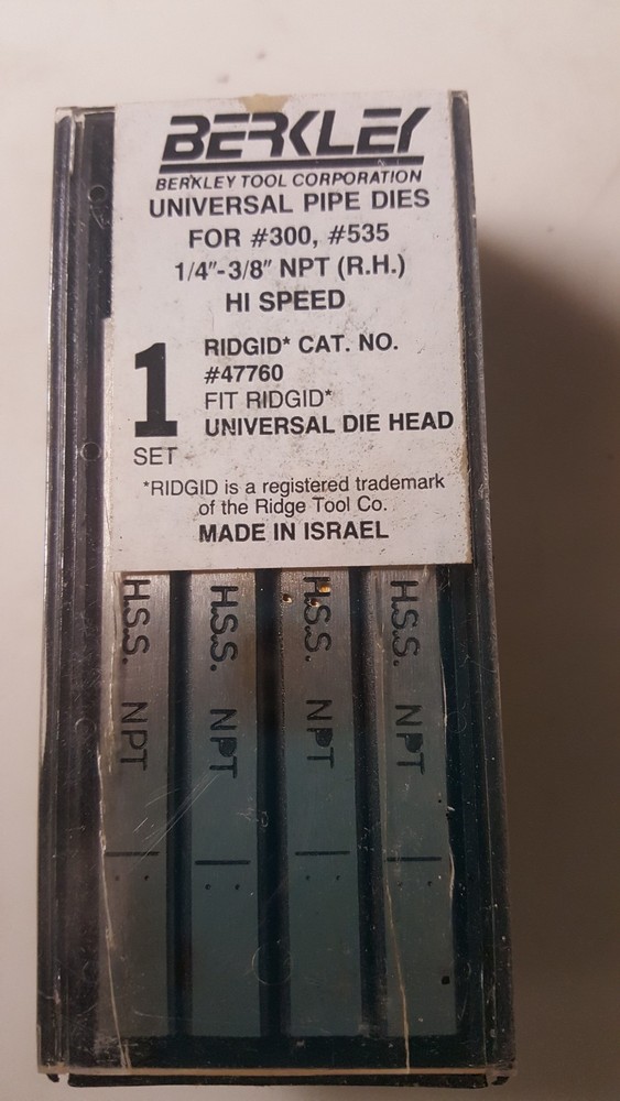 New Berkley/Ridgid Universal Pipe Dies for #300, #535 (Ridgid #47760)