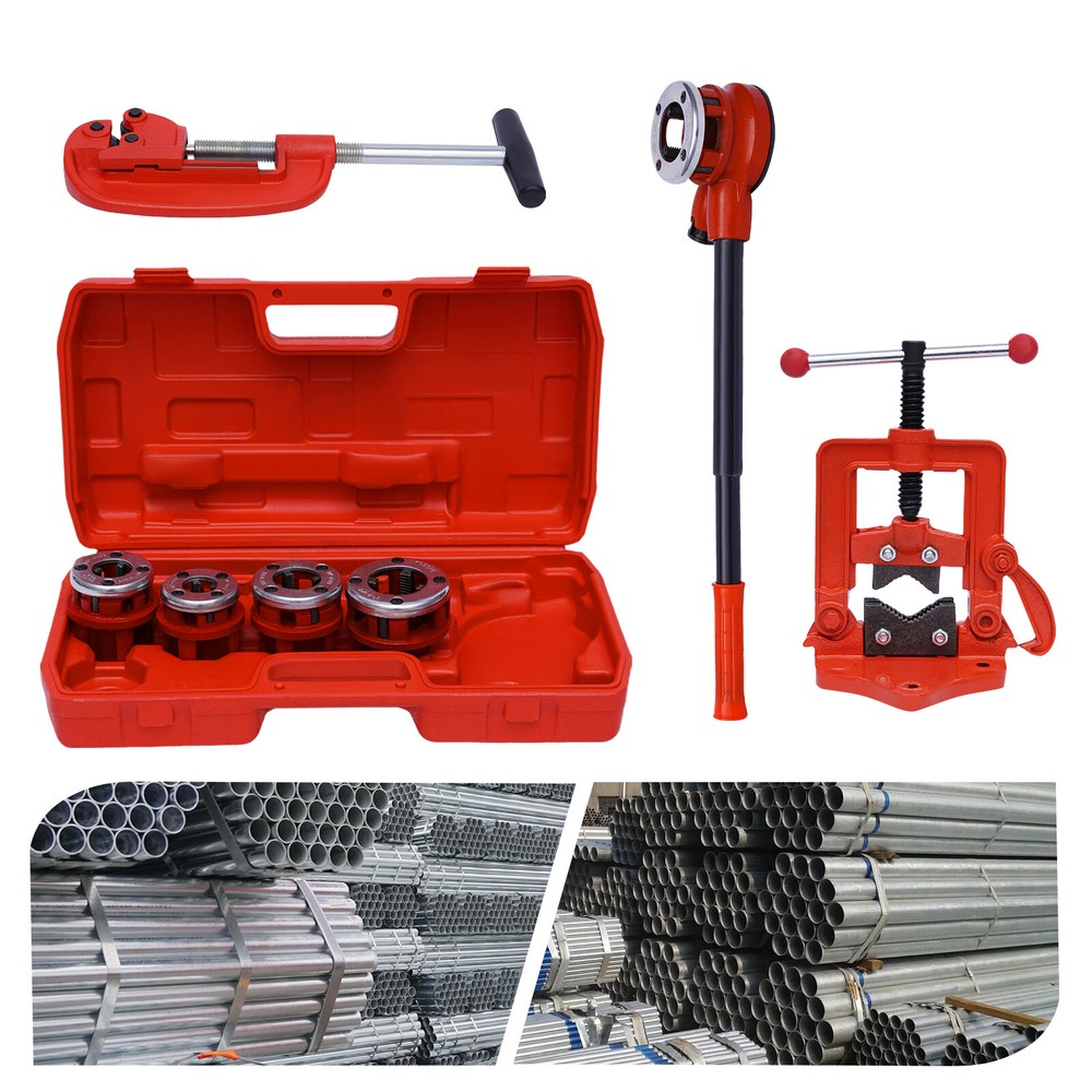 Pipe Threader Ratchet Type With 5 Dies and Pipe Cutter Plumbing Hand Tools SALE!