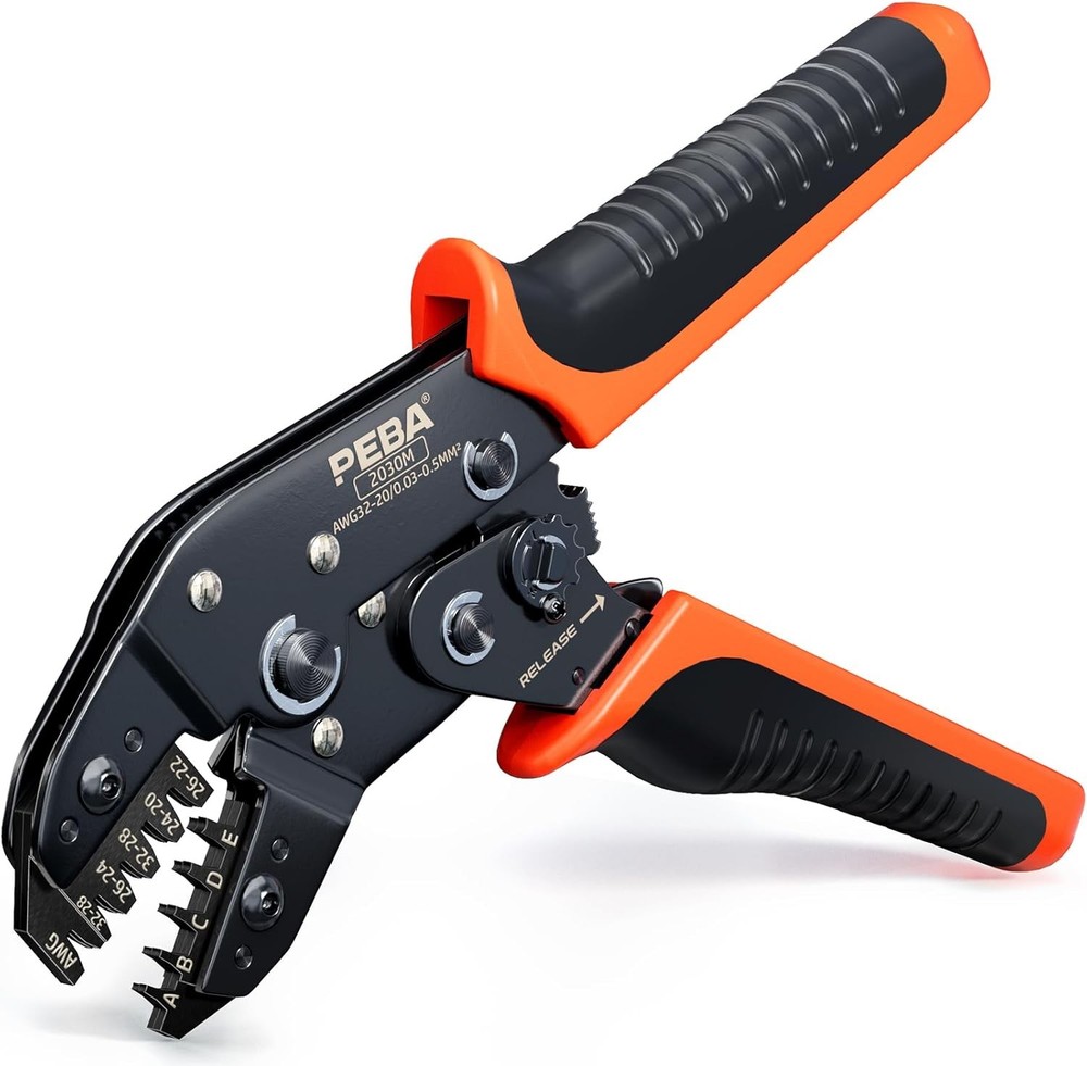 Micro Connector Pin Crimping Tool 0.03-0.5mm&sup2; 32-20AWG Ratcheting Crimper for 2.