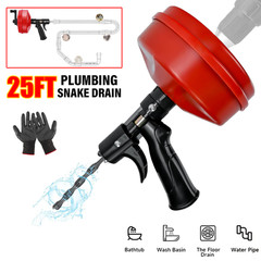 Drain Auger, 25Ft 1/4&Prime; Plumbing Snake Drain Clog Remover Tools for Sink & Drain