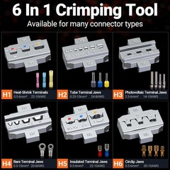 Crimping Tool Kit with 6PCS Crimping Die, Wire Stripper, 285PCS Terminals, for H