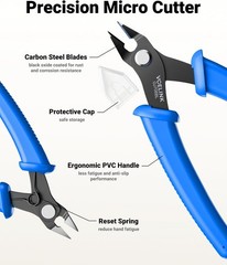 Small Wire Cutter Spring-loaded GJ706BL, Precision Flush Cutter Pliers Diagonal