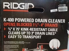 Ridgid K-400 Drain Snake Auger Drum Machine with C-32IW 3/8 in. x 75 ft. Cable