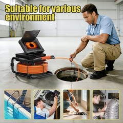 7&Prime; Sewer Pipe Inspection Camera Drain Pipeline Endoscope Self-Leveling 512Hz 40M