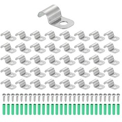60Pack Stainless Steel Pipe Strap Fit for 1/4in(6mm) Cable U Shape Strap Clamp