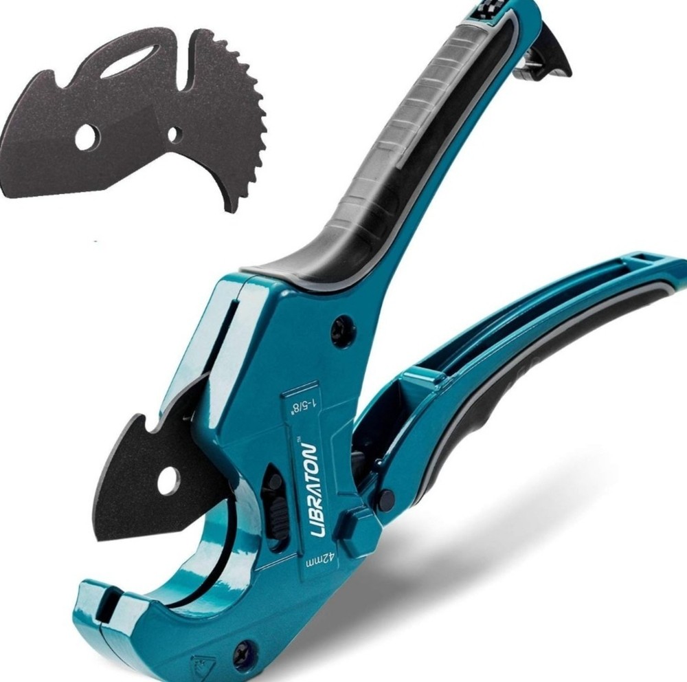 LIBRATON 1-5/8&Prime; Ratchet PVC Pipe Cutter, PVC Cutter, Plastic Pipe Cutter | for P