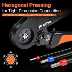 Hexagonal Ferrules Crimping Tool, 0.08-16mm&sup2;/AWG28-5 Wire Crimps Tools, Crimper