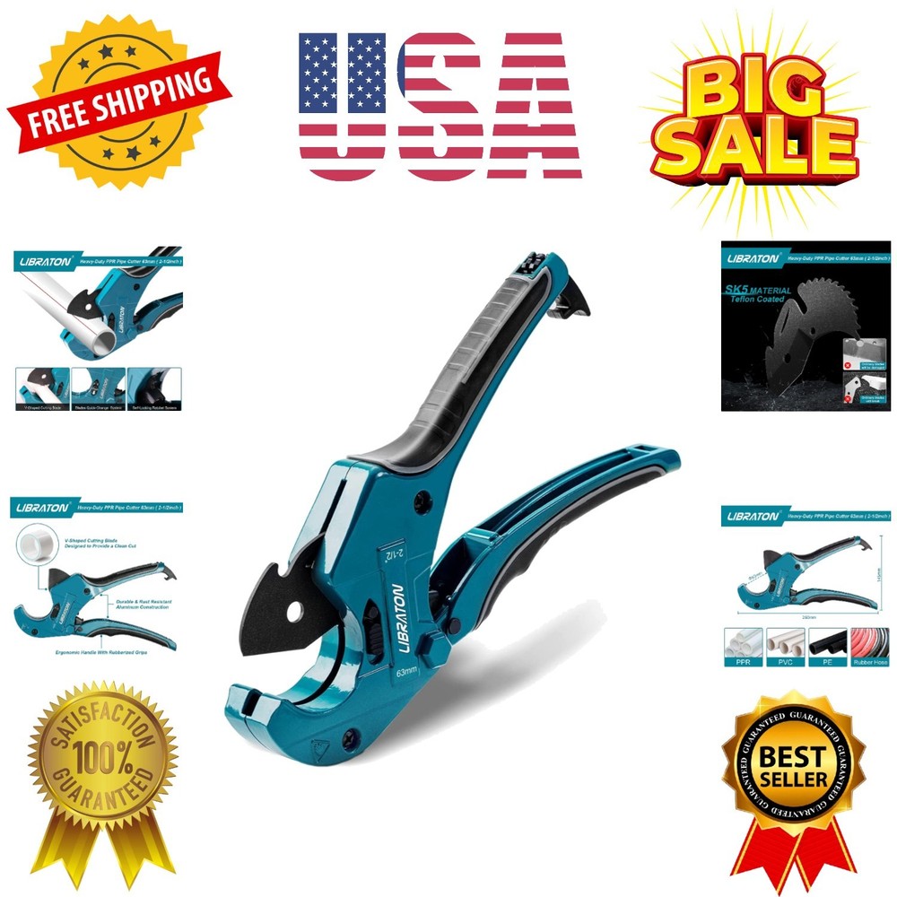 PVC Pipe Cutter, Up to 2-1/2&Prime;, Ratchet Pipe Cutter Heavy-Duty, Pex Cutting To&hellip;