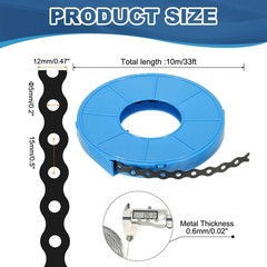 2 Pcs 1/2 Inch x 33 ft 0.6mm Thickness Galvanized Pipe Strap, Black/Blue