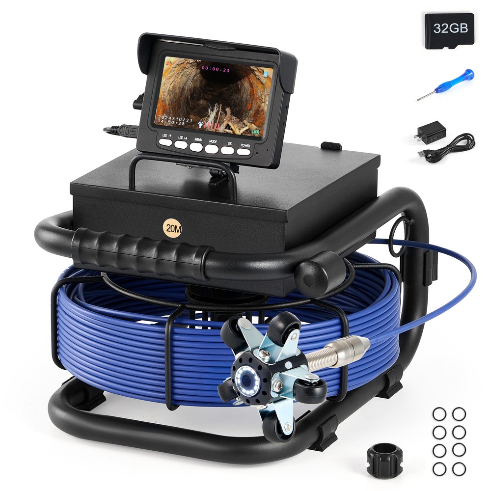 4.3 In Sewer Camera w 66ft/20m Cable IP68 Inspection Camera for Drain Pipe Sewer