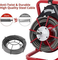 75FT x 3/8In Electric Drain Cleaner Machine Auto Feed Drain Auger for 1&Prime;-4&Prime; Pipe