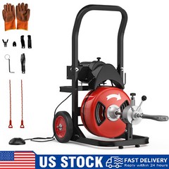 Electric Drain Cleaner Machine 75FT x 1/2 Inch 450W Auto Feed Sewer Snake Auger