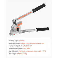 Pipe Tube Bender, 1/4 In., 3/8 In., 1/2 In. O.D., 3 in 1-Manual Level Tube Bende