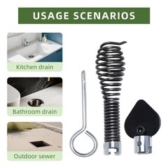 12128 T-240 Drain Cleaner Tool Set 12128 3-Piece Black and Silver