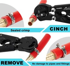 PEX Crimping Tool Kit, 2 in 1 Ratchet Pex Clamp Tool with Cinch & Removal Functi