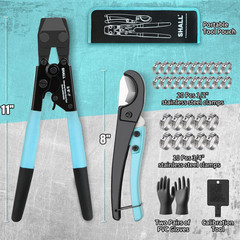 Pex Crimping Clamp Cinch Tool and Pipe Hose Cutter, Pipe Fitting Crimper Tool Ki