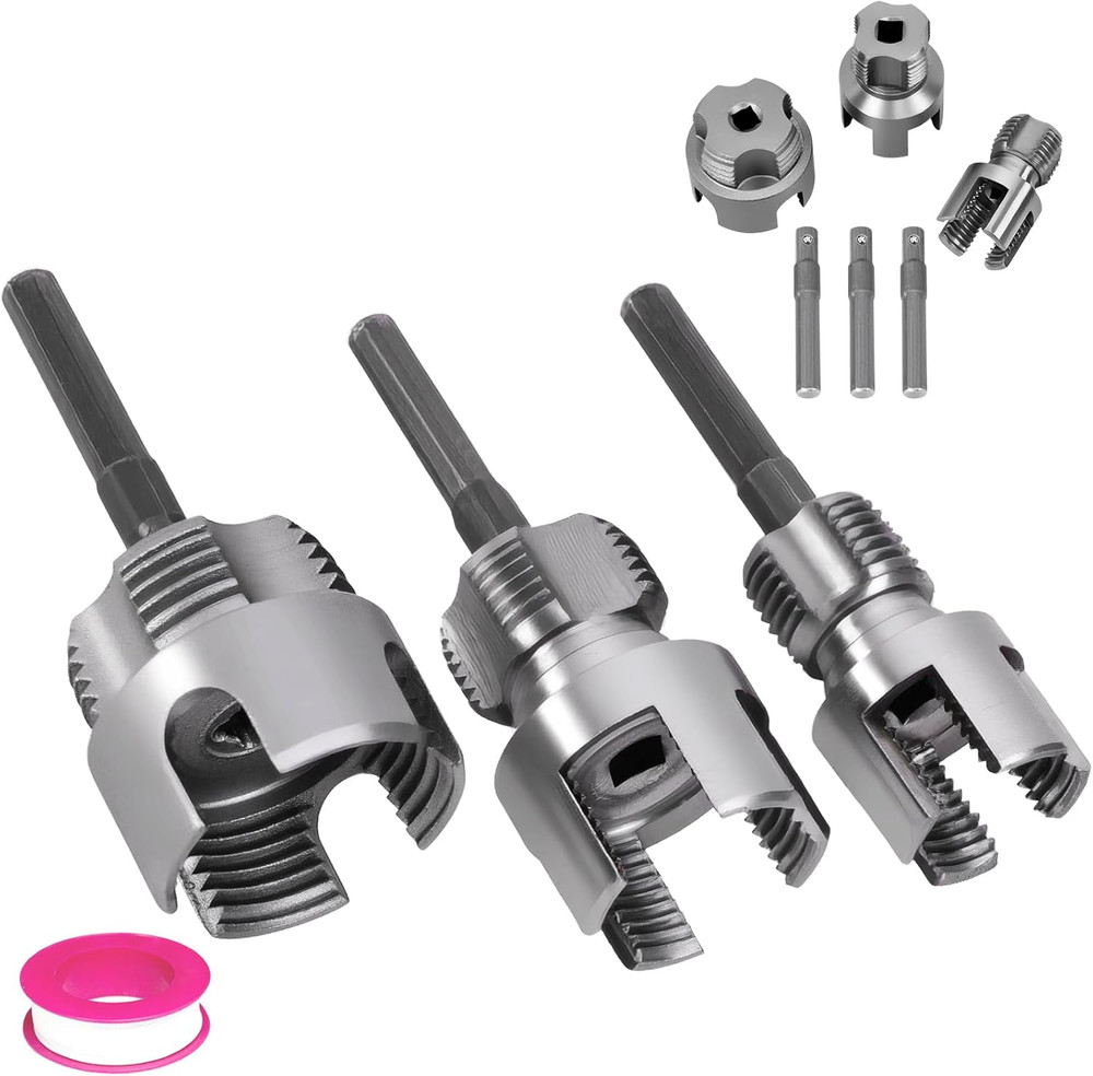 3PCS PVC Pipe Threader Kit &ndash; Dual-Function Internal & External Pipe Threading To