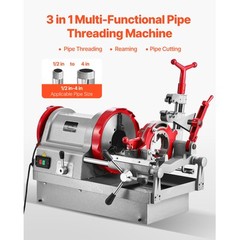 Electric Pipe Threader Machine 900W 2-Speed Threading Cutter for 1/2&Prime; to 4&Prime; Pipe