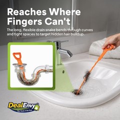 3 Pack Orange Drain Clog Remover Tool 19.7 Inch Plastic Snake