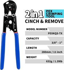 PEX Crimping Tool Kit, 2 in 1 Ratchet Pex Clamp Tool with Cinch & Removal Fun&hellip;