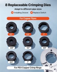 VEVOR Copper Pipe Crimping Tool Hydraulic Driven Pro Press Tool with 8 Jaws