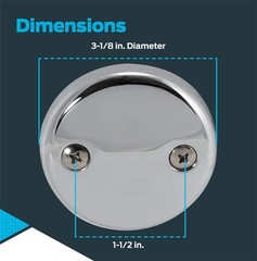 EZ-FLO 2-Hole Bathtub Overflow Face 3-1/8 in., 2 holes with screws, Chrome