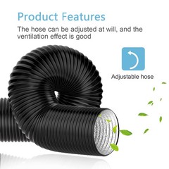 Hon&Guan 5 inch Air Duct &ndash; 16 FT Long, Black Flexible 5 x 16 FT,
