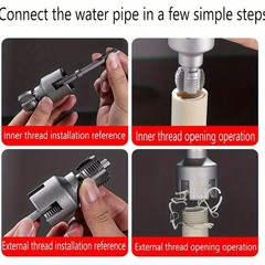 Integrated Internal & External Pipe Threader, PVC Kit 1/2&Prime; & 3/4&Prime;