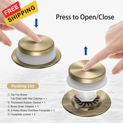 Sogmeter Brushed Gold Tub Drain Kit with Hair Catcher, Premium