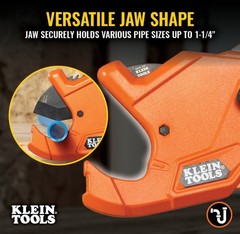 Klein Tools 50044 Ratcheting Pvc Pipe Cutter Tool 1-1/4 Inch I.D. Cutting