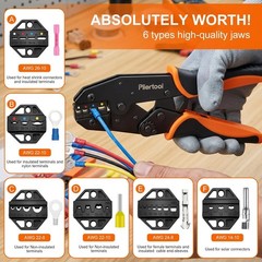 6-Piece Crimping Tool Set, Ratcheting Wire Crimper for Insulated, Heat Shrink Us