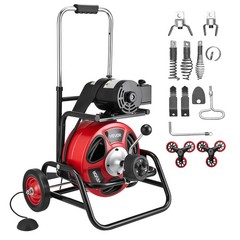 VEVOR Drain Cleaner Machine 75 FT x 1/2 Inch Auto Feed Sewer Auger 8 Cutters