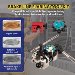 Wostore 45&deg;&37&deg; Brake Line Flaring Tool Kit, Single/Double/Bubble, 5 Dies