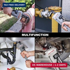 HAUTMEC 14 Inch Aluminum Straight Pipe Wrench, Adjustable Plumbing Wrench, 2&Prime; Ja