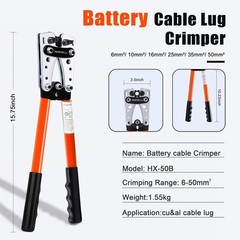 Battery Terminal Cable Crimping Tool AWG 1/0, 2, 4, 6,8,10 for Electrician Wire