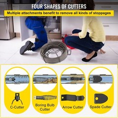 Drain Cleaning Cable 50Ftx1/2 In Solid Core Cable Sewer Cable Drain Auger Cable