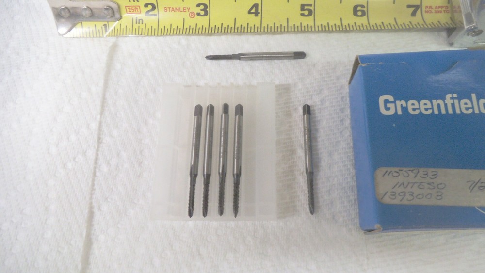 6 pcs Greenfield 3-48 NC gun taps, 2 flute, H2 SU/TR, part 13119