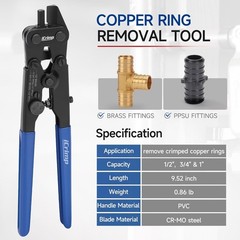 Copper Ring Removal Tool Decrimping Tool for ASTM F1807 1/2&Prime;,3/4&Prime;and 1&Prime; PEX Ring