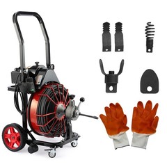 100ft Sewer Snake Machine with GFCI, 1800RPM, 4 Cutters &ndash; for 1&Prime;-4&Prime; Pipes Red