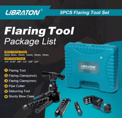 HVAC Flaring Tool Kit, 45&deg; Eccentric Flare Tool for 1/4-3/4in Copper Pipe